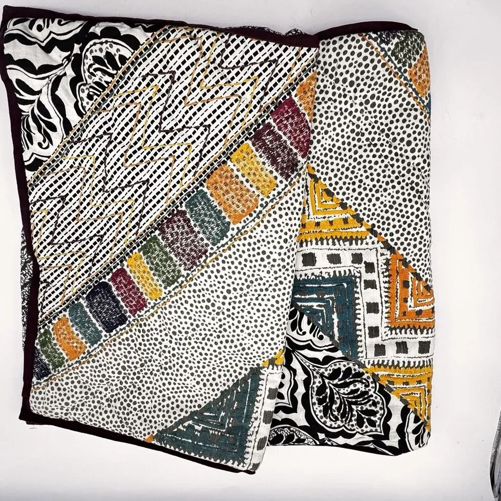 Urban Outfitters Set Of 2 Boho Multi Colored Embroidered Pillow Shams 20x26 - Picture 10 of 11